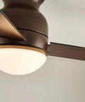 52 Inch Indoor Outdoor Ceiling Fan With LED Lights And Remote Control Modern Flush Mount Ceiling Fan Brown Three Blade Design