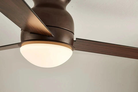 52 Inch Indoor Outdoor Ceiling Fan With LED Lights And Remote Control Modern Flush Mount Ceiling Fan Brown Three Blade Design
