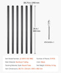 Aluminum Deck Balusters 51 Pack 26 Inch Hollow Round Metal Spindles For Stairs Porch And Patio All Weather Rustproof Black Railing Kit With Three Quarter Inch Posts And Included Drill Bit shown in measurements with drill bit on side.