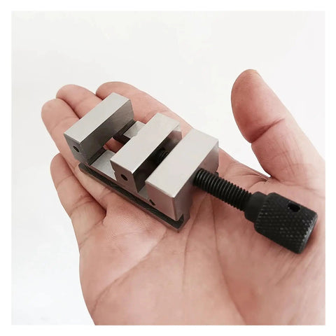 1 1.3 Or 1.5 Inch Mini Parallel Jaw Vise With V Type Cross Bench Design held in hand, showcasing compact size and precision grip.