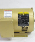 Side view of a 1.5 HP 1725 RPM 145T ODP dual voltage electric motor 230/460V EM3154T with open drip proof protection.