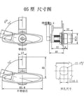 Technical diagram of MS309 T Shape Compression Rotary Industrial Cabinet Lock including measurements and structure details.