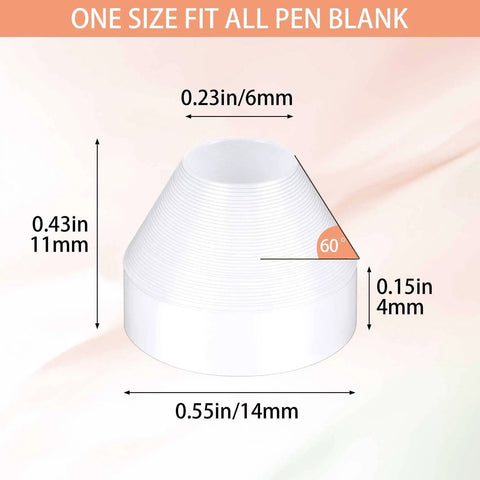 20 Pack White Nonstick Pen Bushings For CA Finishing And Pen Turning, 0.43 Inch Height, 0.55 Inch Diameter, 11mm By 14mm