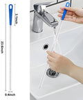 Extra Long Drain Cleaning Brush Two Pack, 23.6 inch, white, cleaning hair and grease from sink drain.