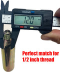 Two Pack CO2 Cartridges 24G And 33G With Half Inch Thread For Inflatable Life Jackets And Vests, shown with caliper measurement