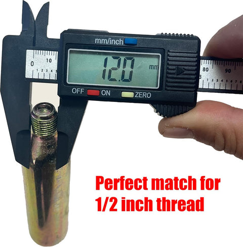 45g 60cc CO2 Cylinder With Half Inch Thread For Airbag Vest And Inflatable Jackets Replacement For Motorcycle Safety Gear Keeps Your Ride Safe And Inflation Quick And Reliable measured with caliper