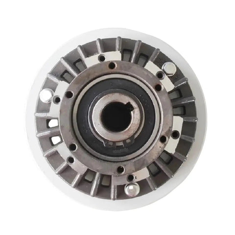 Top view of a heavy duty workhorse magnetic powder clutch and brake system for industrial machinery with easy auto torque control.