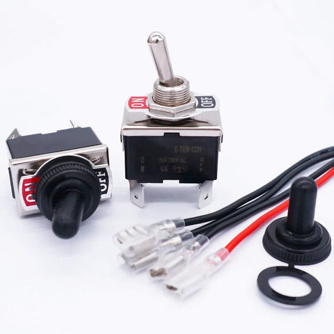 3 Pack DPST Latching Toggle Rocker Switches 4 Pin 2 Position On Off Heavy Duty 16A 250V AC with waterproof boot cap