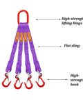 Beefy Four Leg Bridle Web Sling With Polyester Straps And Quick Release Buckle Plus Wide Mouth Hooks G80 Alloy Steel Engine Lift Chain
