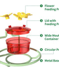 Diagram of Window Hummingbird Feeder With Strong Suction Cups, Metal Base, Two 2-Ounce Reservoirs, Six Bee-Proof Feeding Ports