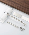 Heavy Duty Automatic Door Closer With Aluminum Alloy Body, Adjustable Closing Hinge, Wear Resistant Rebound Stopper, White Finish