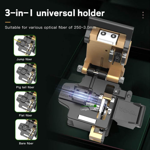 Beast Mode Fiber Optic Cleaver With Built In Waste Bin And Dual Fixtures 23 Cleaving Spots for 0.25mm to 3.0mm fibers