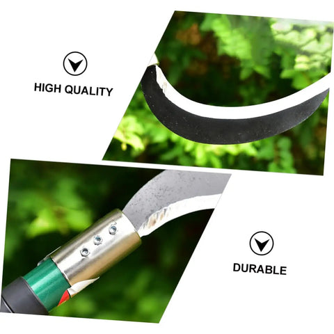 Close-up of Manganese Steel Sickle Set With Ergonomic Handle, Two Pack for Gardening and Weeding, showing blade quality.