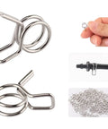 Beefy Spring Hose Clamp Kit 5 to 14mm Stainless Steel Double Wire Spring Clips for Fuel Lines, Irrigation, 150 pcs shown