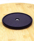 Bottom view of 14 Inch Handmade Bamboo Lazy Susan Organizer With No Fuss 360 Degree Turntable showing spinning mechanism.