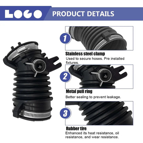Beefy Rubber Car Air Intake Hose Tube With Three Clamps For Honda Civic ILX OEM 17225-R1A-A01 Replacement Duct Product Details