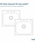 Illustration of 3-hole and 4-hole sink configurations compatible with Edison One-Handle High Arc Kitchen Faucet With Side Sprayer And Soap Dispenser.