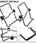 Two Pack Foldable Solar Panel Stands With Adjustable Tilt Mounts, shown with black metal brackets, focus on knobs