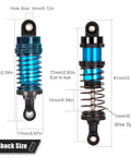 Four 72mm Aluminum Oil Shocks Set For 1 12 1 16 Scale RC Cars Front And Rear Upgrade Kit dimensions detail display