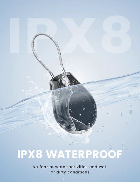 4 Pack Waterproof AirTag Holder Anti Theft Case With Braided Steel Cable And Screw Lock for IPX8 waterproof demonstration