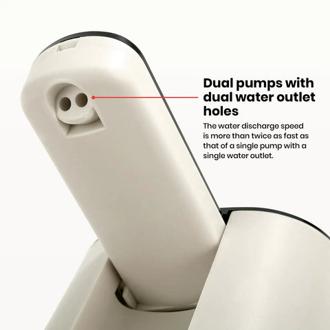 Close-up of dual water outlet holes for Water Dispenser For 5 Gallon Bottle With Digital Display And Dual Pumps USB Rechargeable Electric Water Pump
