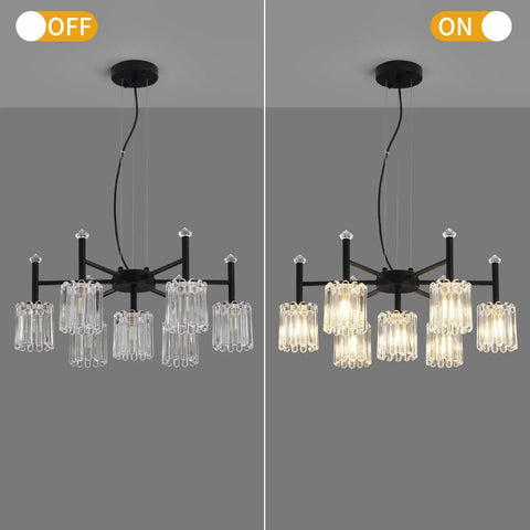 Farmhouse Chandelier 7 Light Black Pendant Light With Glass Shade Dope Industrial Vintage Hanging Fixture For Dining Room Living Room Bedroom Kitchen G9 Bulbs Included
