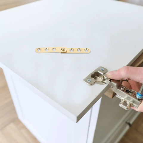 Installing Copper Invisible Door Hinges 2 Pairs 360 Degree Pivot Concealed Hidden Hinges on a white cabinet door