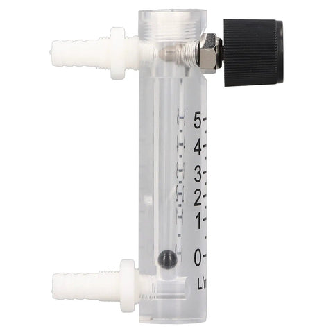 Side view of 0-5 LPM Panel Mount Gas Flowmeter For Air Adjustable Flow Meter With Clear Scale And Transparent Wall, easy reading.