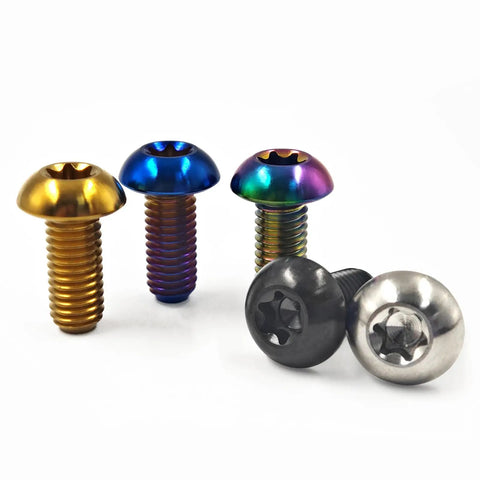 Set Of 12 Titanium Bolts M5x10mm For MTB Bike Disc Brake Rotor Screws Blue, Grade 5 Ti 6Al4V Ultra Lightweight And Durable 9.5mm Head