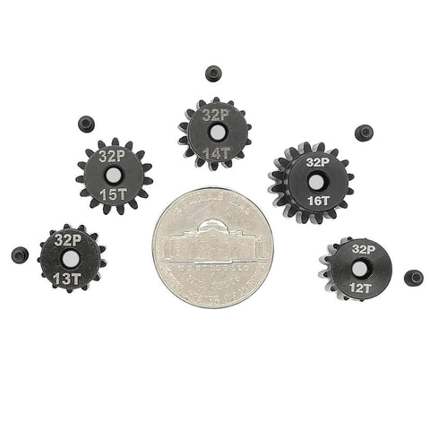 Hardened Pinion Gear Set For RC Cars 32P 0.8M Pitch With One Eighth Inch Hole And Hex Key 12T 13T 14T 15T 16T with coin for size
