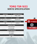 Beefy Torque Micro Servo With Coreless Motor And Digital Metal Gear TSR-1822 specifications overview