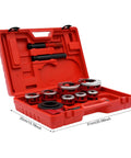 All In One Pipe Threading Kit With Seven Die Heads And Ratchet For PVC Galvanized Iron Plastic And PPR Pipes From Three Eighths Inch To Two Inches In Red Finish