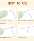 Step-by-step guide using 3 Pack 2 In 1 Seam Ripper And Needle Threader Set For Hand Sewing, Handy Compact Design, shown in four images