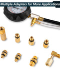 0-140PSI fuel pressure tester kit with gauge and multiple brass adapters for gasoline cars, trucks, motorcycles and RVs