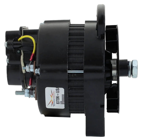 Side view of Premium 12V Marine Alternator 90A With External Fan And Internal Regulator 1 Inch Mount 3 Ear Self Excited USA Assembled