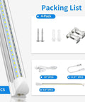 Bright 2 Foot LED Shop Light 22W 3300 Lumens 5000K Daylight V Shape Linkable Ceiling Tube Fixture packing list with accessories