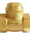Front view of solid brass 1/2 in horizontal swing check valve with female threads.
