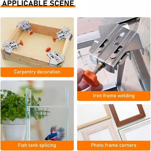 Stainless Steel 90 Degree Corner Clamp Set With Adjustable Swivel Jaws, Dope Pro Grade Right Angle Woodworking Clamp For DIY Cabinet Framing, Precise Joint Alignment, And Workshop Projects for wood frames and joints