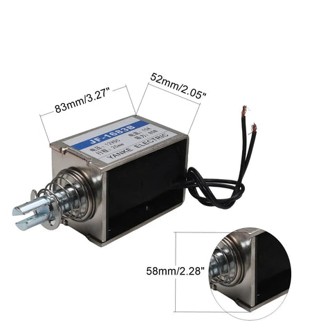 Push Pull Type DC Solenoid Electromagnet 12V Open Frame Actuator With 80N Force 15mm Stroke 10A Current 120W Power Linear Plunger Return For Automation DIY Projects, black 52x58x83mm