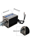 12V DC Push Pull Open Frame Solenoid Electromagnet With 80N Force And 15mm Stroke, 120W, 10A, Linear Motion Actuator For Transport Equipment, Built For Fast, Smooth Action And Heavy Duty Magnetic Plunger System, 52x58x83mm