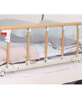 Adjustable Bedside Safety Rail For Seniors And Adults With Folding Metal Handrail In Yellow Wood Grain Finish