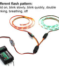 Remote Controlled LED Light Strip For RC Fixed Wing Airplanes And AR Wing Drones With Red And Green LEDs Transmitter Ready And Y Cable Included Dope For Model Cars Trucks And Crawlers, showing LED strips with control module