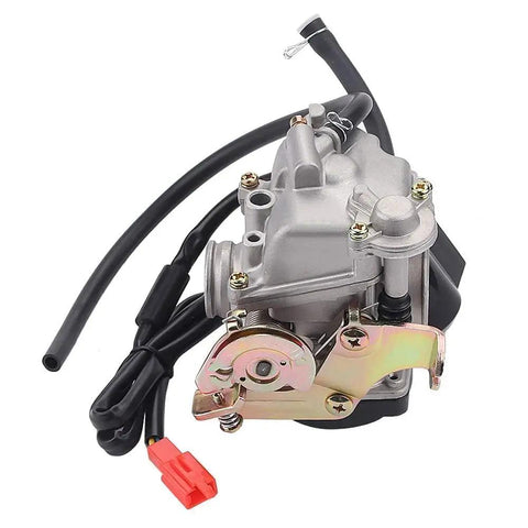 GY6 50Cc Carburetor Big Bore 18Mm for 139QMB 139QMA engines, ideal for Taotao and Chinese scooters, ATVs, go-karts, mopeds; front view