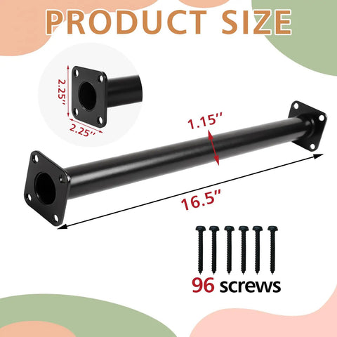 16.5 Inch Outdoor Monkey Bars Set Of 12 For Backyard Playset, Heavy Duty Black Steel With Mounting Plates And Hardware, Easy Install Climbing Ladder For Outdoor Or Indoor Playgrounds, Swing Sets