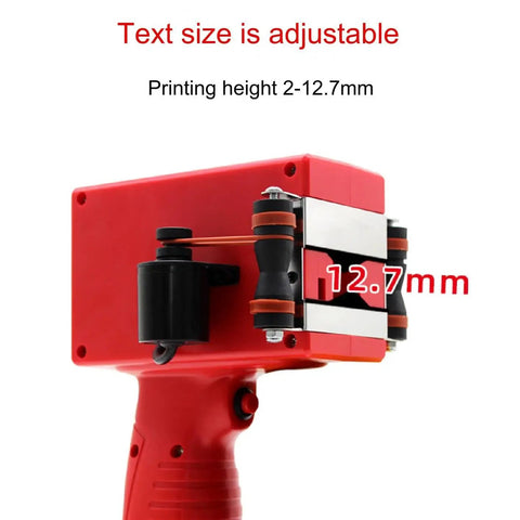 Compact Handheld Inkjet Printer With Four Point Three Inch Screen, Quick Dry Coding Machine for Barcodes showing adjustable text size feature.