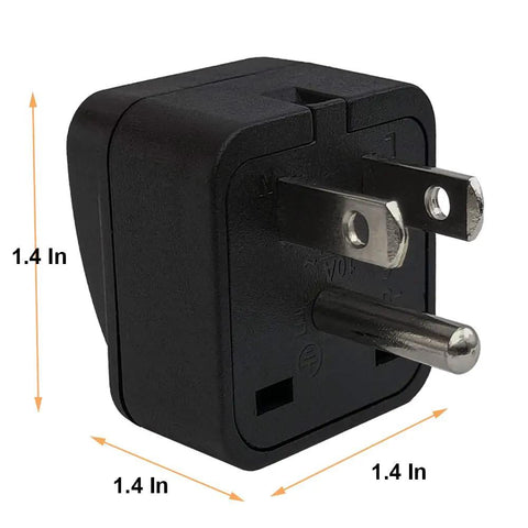 Must Have World Travel Plug Adapter For USA Type B Grounded Outlet All In One International Converter black 1.4x1.4 in