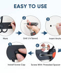 Installation steps for Wall Mounted Coat Rack With Five Heavy Duty Tri Hooks Easy To Mount All Metal Construction Matte Black Finish