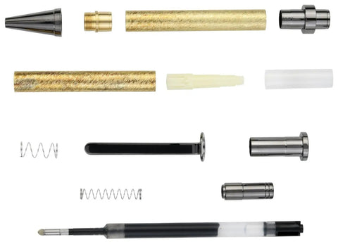 Dope Gun Metal Slimline Pro Gel Writer Click Pen Kits For Woodturning Crafter Parker Style Push Button Mechanism 8mm dual tube components