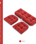 All Weather Tufted Wicker Chair Cushions Set for Outdoor and Indoor Use, 3 Piece Pack With 1 Loveseat Cushion and 2 U Shape Cushions