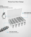 Heavy Duty 40 Piece Worm Gear Hose Clamp Kit For Automotive And Utility Jobs Fits 6-29mm with 201 stainless steel clamps in storage case